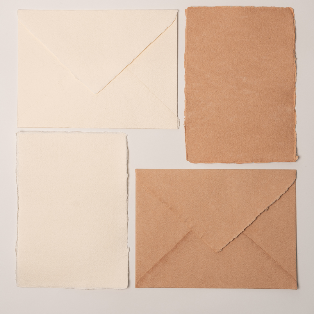 Papel Artesano Natural Salmón y Crema